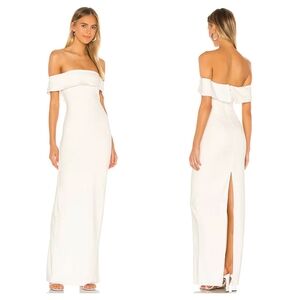 Lovers & Friends Galleria Gown Off The Shoulder Back Slit Formal Dress White XL